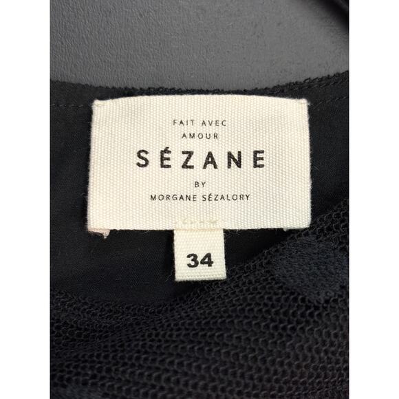 Sézane polka dot chiffon dress EU 34 US 2  sheer sleeve Parisian cocktail party - Picture 13 of 15